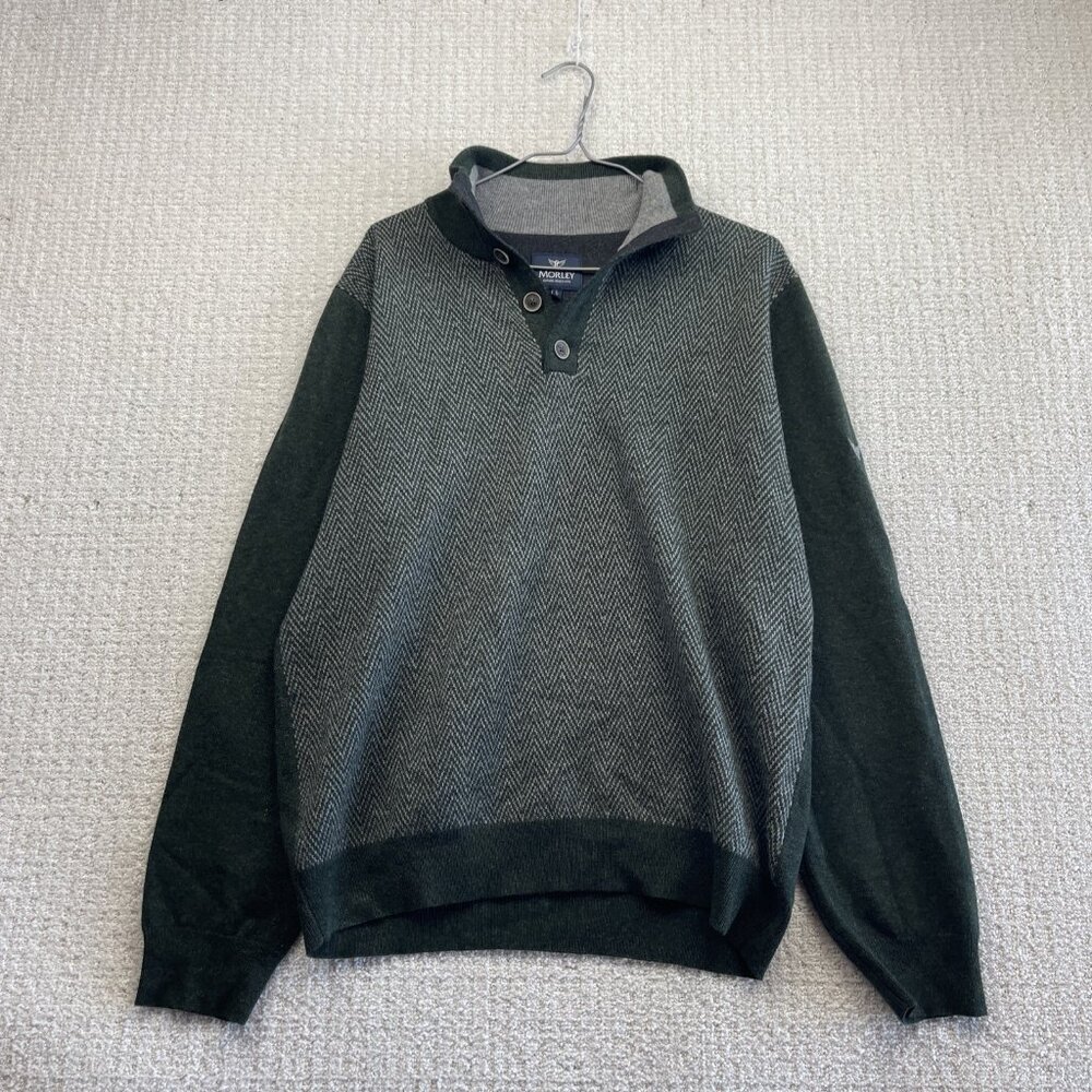 Morley of England Lambswool Sweater Forest Green Sz L Academia Grandpa Preppy